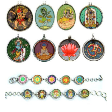 Indian Painting Anhänger Handgemalte Jewlery